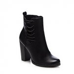 Black side lace blocked heeled mid boots