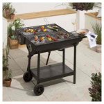 Double-sided Oil Drum Charcoal BBQ, Black