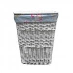 White wicker laundry basket