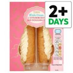 Tesco 2 Fresh Cream And Strawberry Jam Doughnuts