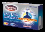 3 Packs (48 Caps) Benylin Cold & Flu Day & Night Max Strength