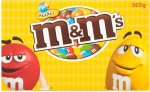 M&M's Peanut Box 365g Milk chocolate (48%) covered peanuts (24%) in a suger shell. 365g Box