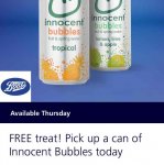 FREE treat! Pick up a can of Innocent Bubbles with o2 priority moment code Available Thursday