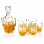 Decanter & 6 Whiskey Tumblers Glasses