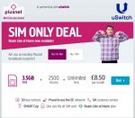 Sim Only Deal 2500 minutes + Unlimited texts + 3.5GB 4G Data £8.50 per month 30 day contract @ Plusnet via uSwitch