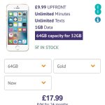 apple iPhone SE contract deal - £17.99pm x 24 (£9.99 upfront) 1GB data, unlimited calls and texts - £441.75