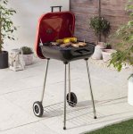 Tesco 47cm Square Charcoal Kettle BBQ, Red