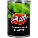 The Good Food Commpany garden peas in water 300gms for 12p in Pounstretcher Belle Vale. 