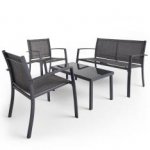 Vonhaus textoline 4 piece sofa set with table, 2 chairs and sofa plus 2yr warranty