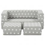Foam Double Seat With Stool Grey(Stars Pink(Hearts - folds into a bed