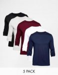 ASOS Long Sleeve T-Shirt With Crew Neck 5 Pack - £10.00 or order 2 for - £2 per t-shirt