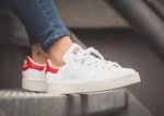 Adidas Originals Womens Stan Smith Bold Trainers White with Red