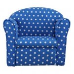 Kids blue polka dot padded tub armchair