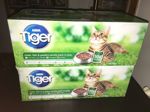 Asda Tiger Cat Food 50 pouch box Online & instore £5 Asda Smug