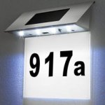 Stainless steel house plaque (solar powered) with 4 LEDs (Included 3 sets of numbers & 1 set of letters)