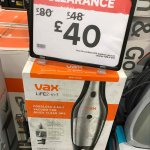Vax Life Cordless 0.5L Bagless Vacuum Cleaner H85-LF-B14 £40.00 @ B&Q