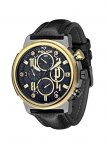 Police Men's Quartz Watch with Black Dial Chronograph Display and Black Leather Strap