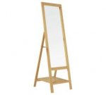 Collection Olga Oak Finish Shelf Cheval Mirror