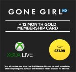 Gone Girl HD + 12 Month Xbox Live Gold Membership £31.99 @ Rakuten TV