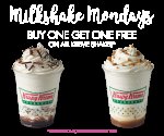 Buy one get one free Krispy Kreme Milkshakes for Milkshake Mondays until 28th August @ Krispy Kreme