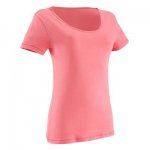 Women's Organic cotton yoga T-shirt coral 50p @ DECATHLON