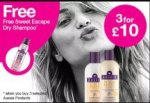 Aussie hair care x3 plus free 180ml sweet escape dry shampoo when you buy 3 products
