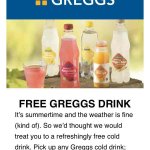  FREE Greggs cold drink from the Greggs app