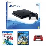Sony PlayStation 4 500GB)+ Wipeout + Horizon Zero Dawn + 2nd Red DualShock 4 Controller