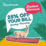 25% Disount for Students on the A la Carte Menu / 2-4-1 Cocktails (full price only) @ Las Iguanas (Sun - Thursday)