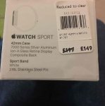 Apple Watch 42mm sport - £149.00 instore @ John Lewis Kingston