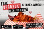 TGI Fridays are giving all the app users a FREE upgrade to celebrate Chicken Wing Day