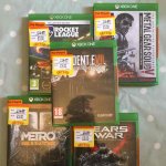 Resident evil 7, rocket league, metro redux and metal gear solid Xbox one all each pre owned