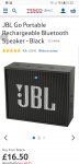  JBL Go Portable Rechargeable Bluetooth Speaker @ Tesco
