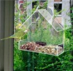 CLEAR GLASS WINDOW VIEWING BIRD FEEDER HOTEL TABLE SEED PEANUT HANGING SUCTION