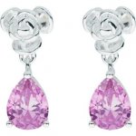 Sterling Silver Rose Pink Cubic Zirconia Drop Earrings