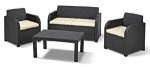 Keter Allibert Carolina Outdoor 4 Seater Rattan Lounge Garden Furniture Set - Graphite with Cream Cushions @ Amazon + 5 years guarantee