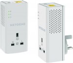 NETGEAR PLP1200-100UKS 1200 Mbps Powerline Ethernet Adapter Homeplug, Pass Through/Extra Outlet (1 Gigabit Ethernet Port) - Twin Pack