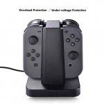 Nintendo Switch Joy Con Charger Dock, Sunix 4 in 1 Charging Stand + Sunix Tempered Glass Screen Protector (0.21mm) with code
