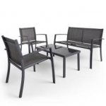 Vonhaus Textoline 4 Piece Garden Set with Table, 2 Chairs and Sofa + 2yr warranty