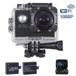 HD 1080P WiFi Action Camera with 2 Free Batteries, Portable Handbag and 19 Accessories Kits Sold by Super AutoCam