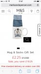 Mug & Socks Gift Set £2.25 From M&S C&C