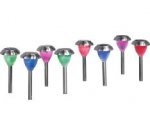 Set of 8 stainless steel colour changing solar lights / £1.50