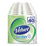 Velvet White Toilet Roll Tissue Paper- 40 Rolls Subscribe and Amazon, Exclusive to prime