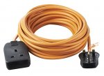 Masterplug 1 Gang 10A Heavy Duty Outdoor Power Socket with 10 Meter Extension Lead Orange
