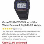 Casio waterproof watch £7.99 @ 7day shop