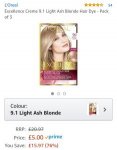 3 pack of Loreal blonde hair dye posted [prime exclusive]