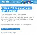 £10.00 bonus + Cashback on next £10+ purchase through