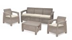 Keter Corfu Outdoor 5-Seater Garden Lounge Set - Cappuccino with Cream Cushion