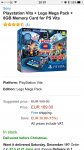 Ps vita lego mega pack + 8gb card
