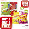 Skittles Crazy Sours / Fruits (125g) / Starburst Fruity Chews / Strawberry (150g) buy 1 get 1 free